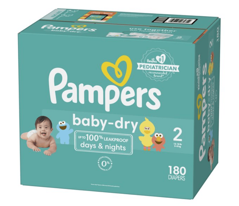 Pampers Baby-Dry Diapers Size 2, 180 Count