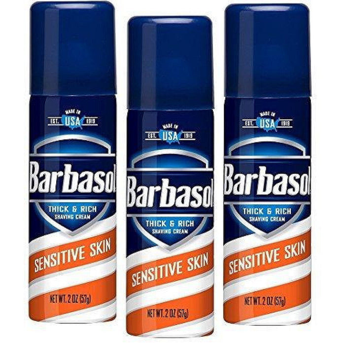Barbasol Sensitive Skin Thick & Rich Shaving Cream For Men, Travel 2oz
