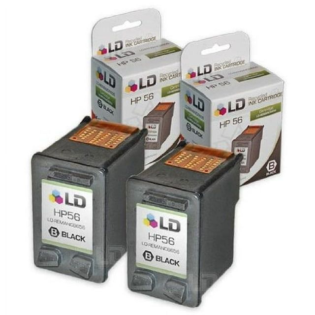 LD Remanufactured Replacement for HP 56 C6656AN Black Ink Cartridge 2-Pack for DeskJet 450, 450cbi, 450ci, 450wbt, 5150, 5150v, 5150w, 5151, 5550, 5550v, 5551, 5650, 5650v, 5650w, 5655, 5850, 5850w