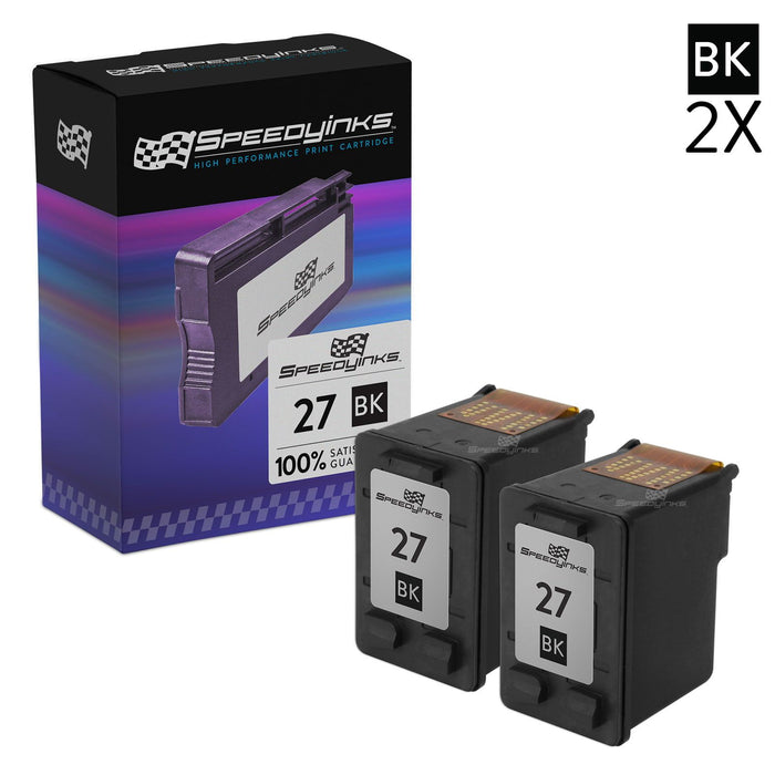 Speedy Remanufactured Replacement for HP 27 / C8727AN Black Cartridges (2-Pack) for DeskJet 3650, 3840, 3845, 3847, 5655 OfficeJet 5605z, 5608, J5508, J5520 & PSC 1311, 1315, 2100, 2108, 2150