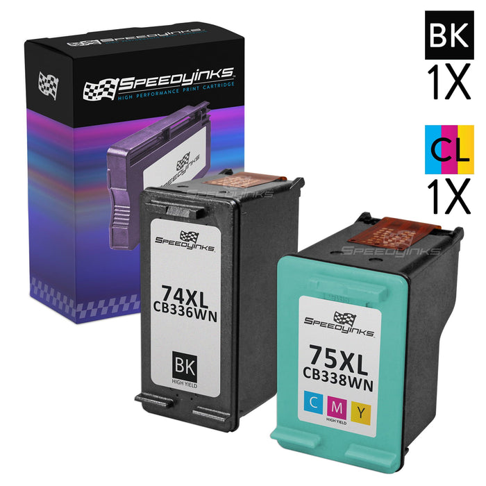 Speedy - 2PK Remanufactured replacement for HP 74XL CB336WN & HP 75XL CB338WN: 1 Black & 1 Color