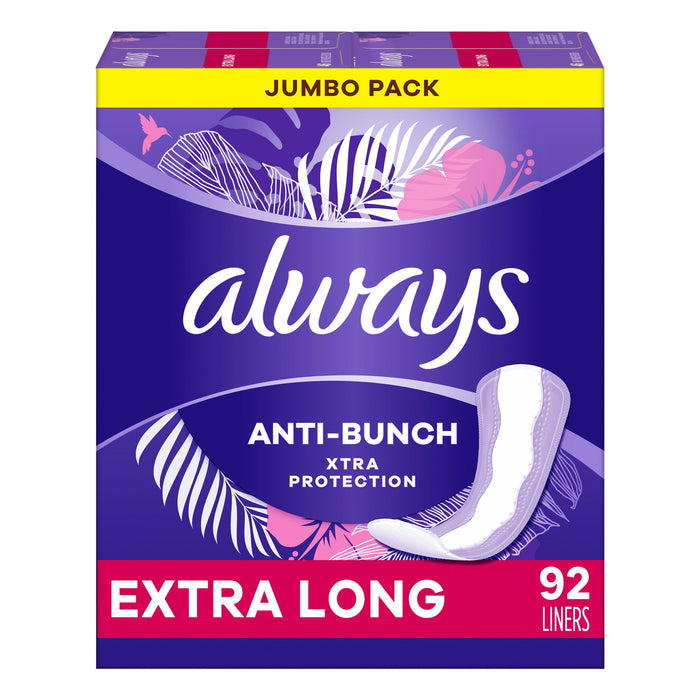 Always Anti-Bunch Xtra Protection Daily Liners Long Absorbency Unscented; 92 Ct