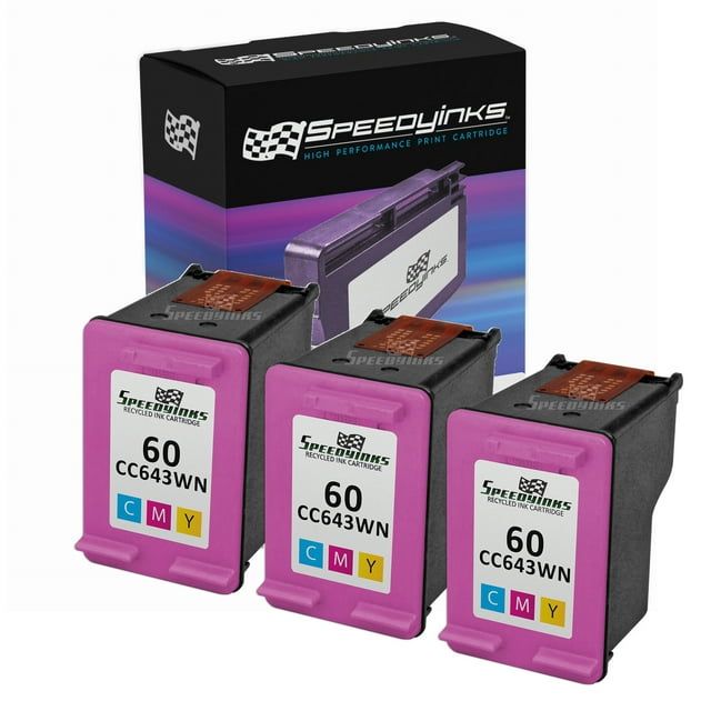 SpeedyInks Remanufactured Cartridge Replacement for HP 60,CC643WN (Tri-Color, 3-Pack)