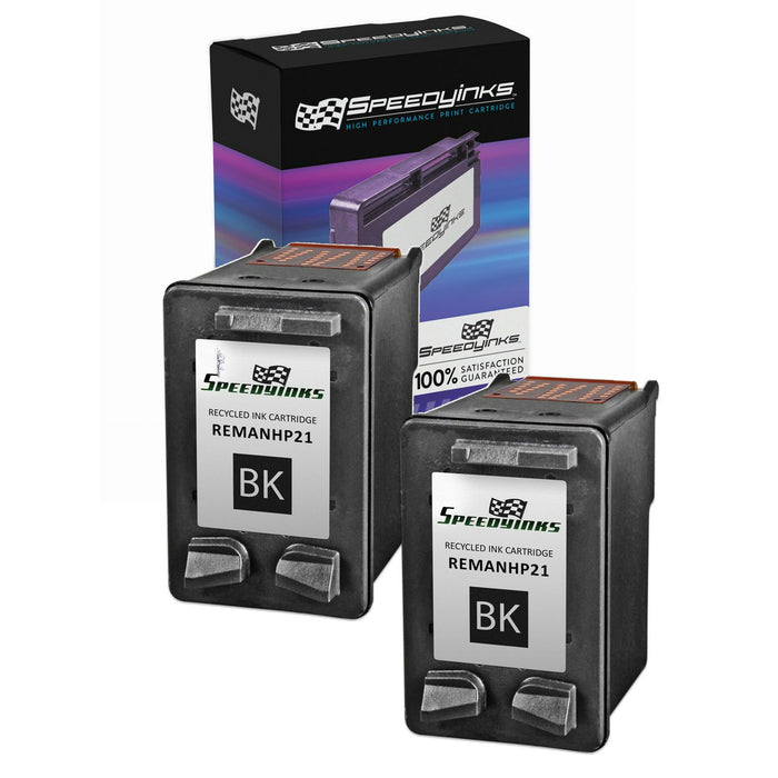 Speedy Remanufactured Replacements for HP 21 / C9351AN Black Cartridges (2-Pack) for DeskJet 3920, D1330, D1341, D1420, F2120, F2238, F4190