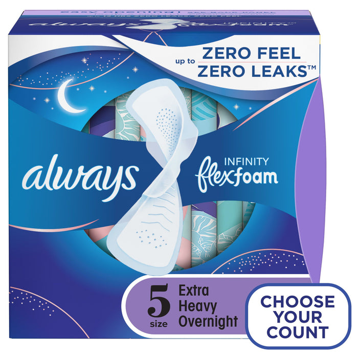 Always Infinity Overnight Pads Winged Unscented; Size 5 22 Ct