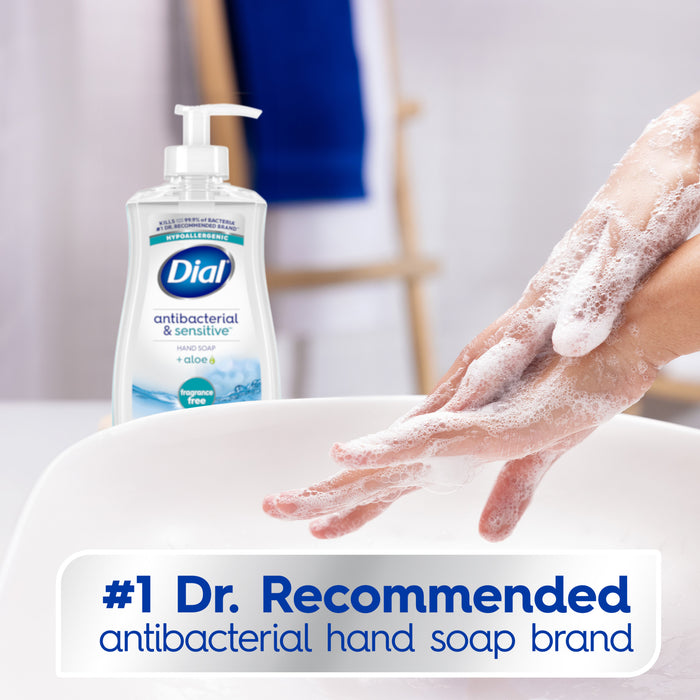 Dial Liquid Hand Soap, Antibacterial & Sensitive, Fragrance Free, 11 fl oz
