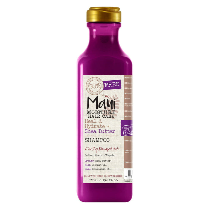 Maui Moisture Heal & Hydrate + Shea Butter Shampoo to Moisturize Tight Curly Hair, 19.5 fl oz