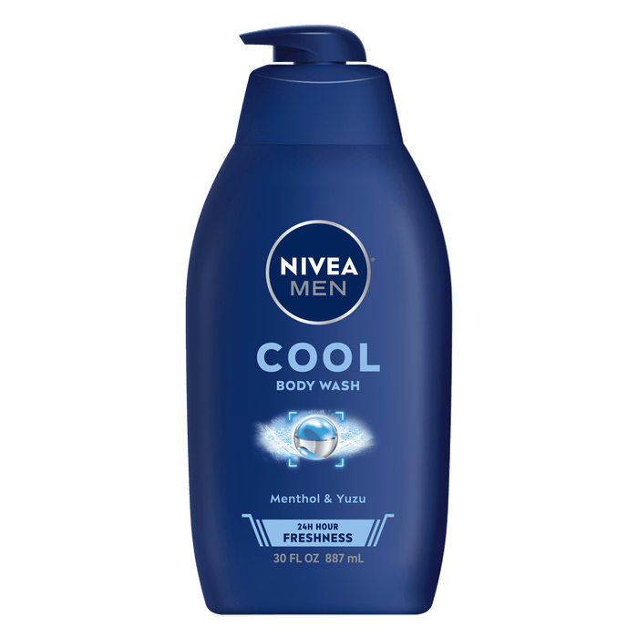 NIVEA MEN Cool Body Wash with Icy Menthol, Men Body Wash, 30 Fl Oz Bottle