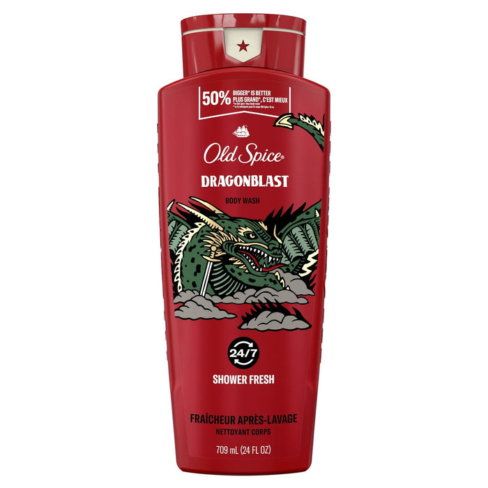 Old Spice Body Wash for Men, Dragonblast Scent, Long Lasting Lather, 24 fl oz