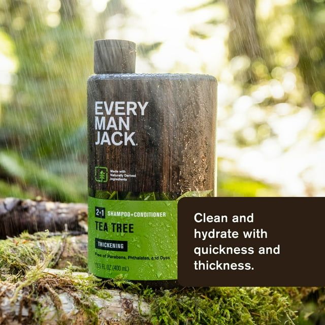 Every Man Jack Thickening Tea Tree 2-in-1 Shampoo and Conditioner for Men, 13.5 oz