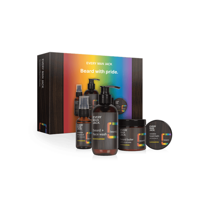 Every Man Jack Pride Beard Box - Includes Four Beard Essentials with Clean Ingredients & a Sandalwood Scent