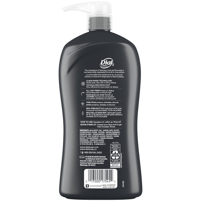 Dial Men 3in1 Body, Hair and Face Wash, Recharge, 32 fl oz