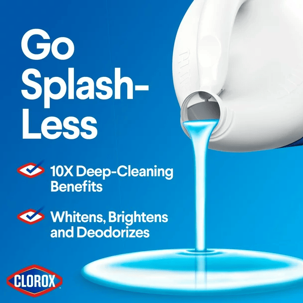 Clorox Splash-Less Liquid Bleach; Regular (Concentrated Formula) 77 Ounce