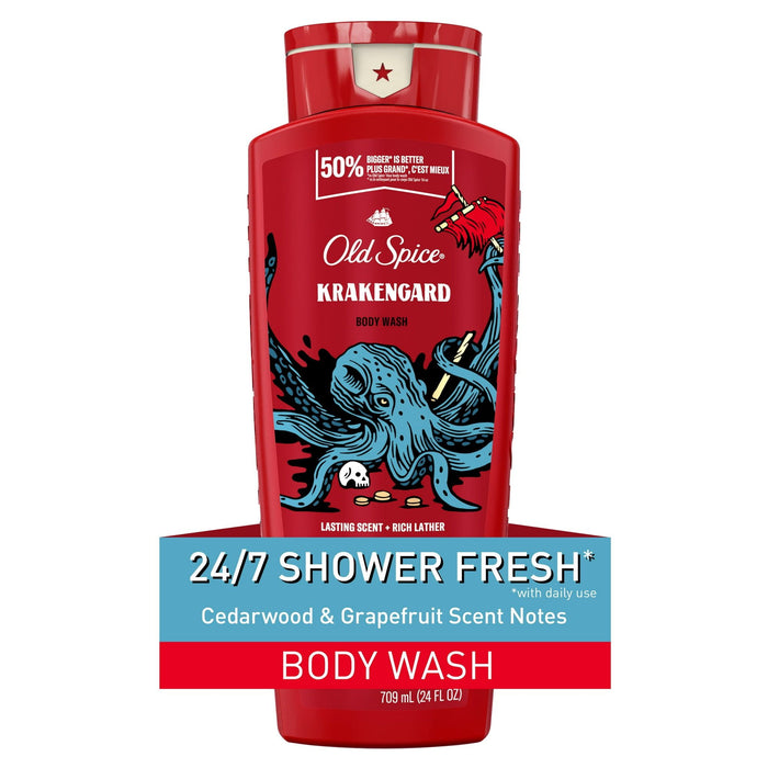 Old Spice Body Wash for Men, Krakengard, Long Lasting Lather, 21 fl oz