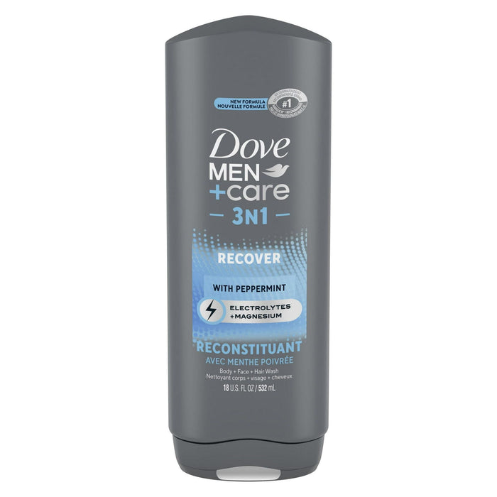 Dove Men+Care Recover Hydrating 3-in-1 Body Wash, Peppermint, 18 fl oz