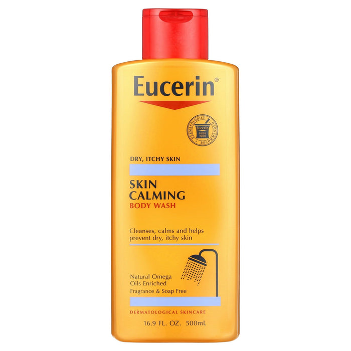 Eucerin Skin Calming Body Wash, Gentle Cleansing Body Wash, 16.9 Fl. Oz. Bottle