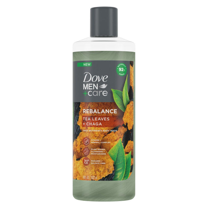 Dove Men+Care Rebalance Hydrating Body Wash, Tea Leaves and Chaga, 18 fl oz