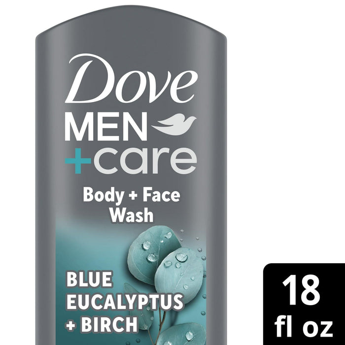 Dove Men+Care Relaxing Hydrating Face and Body Wash, Blue Eucalyptus and Birch, 18 fl oz