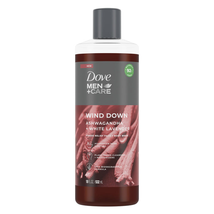 Dove Men+Care Face + Body Wash For Men Wind Down Ashwagandha + White Lavender 18oz