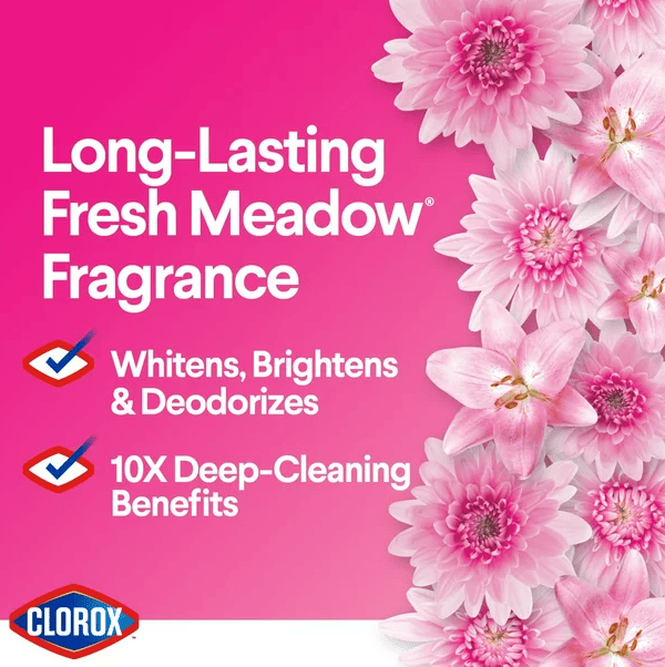 Clorox Splash-Less Liquid Bleach; Fresh Meadow (Concentrated Formula) - 77 Ounce