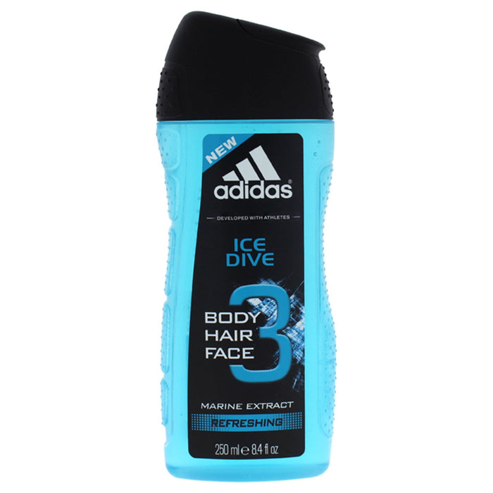 Adidas Ice Dive 3 Hair & Body Wash Marine Extract Refreshing , 8.4 oz Shower Gel