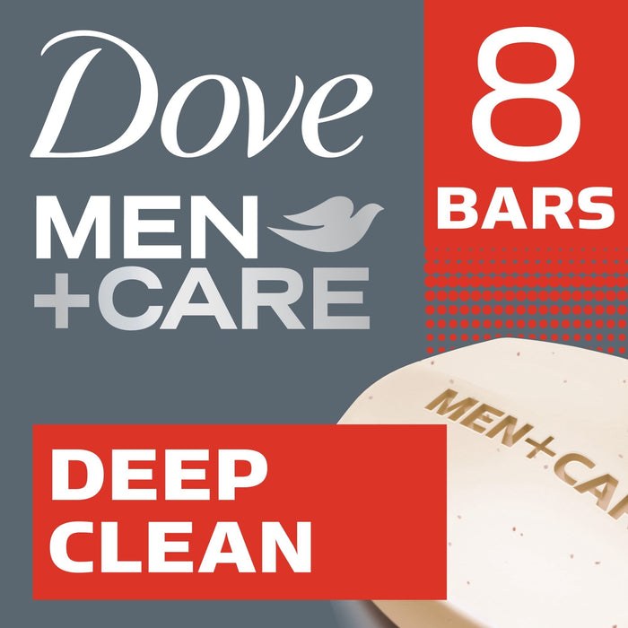 D ove Men+Care Body + Face Bar Purifying Grains, Deep Clean, 3.75 oz (8 Bars)