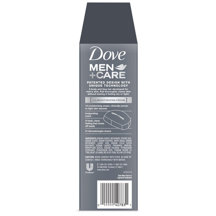 D ove Men+Care Body + Face Bar Mild Formula, Clean Comfort, 3.75 oz (8 Bars)