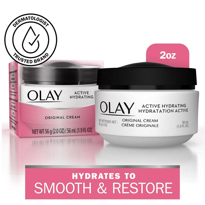 Olay Active Hydrating Face Cream for Women, Fights Fine Lines & Wrinkles for Dry Skin, 1.9 oz