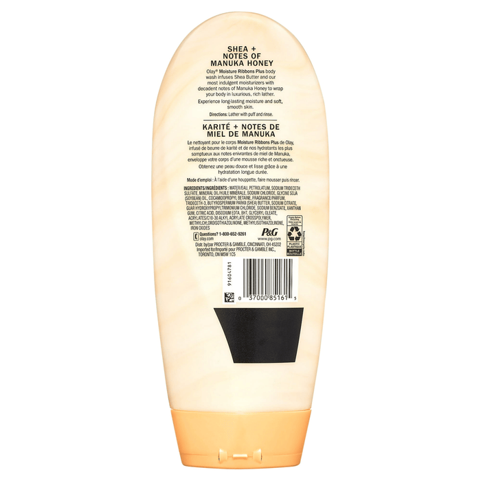 Olay Moisture Ribbons Plus Shea and Manuka Honey Body Wash, 18 fl oz