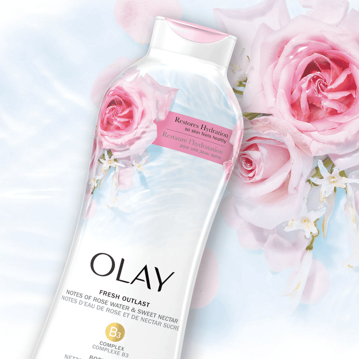 Olay Fresh Outlast Rose Water & Sweet Nectar Body Wash, 30 fl oz