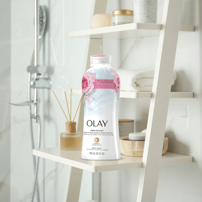 Olay Fresh Outlast Rose Water & Sweet Nectar Body Wash, 30 fl oz