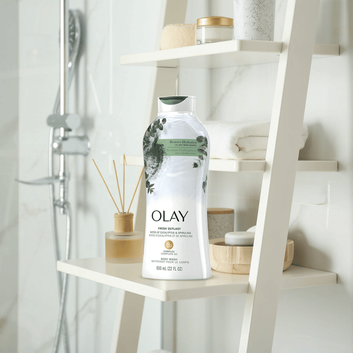 Olay Fresh Outlast Paraben Free Body Wash with Eucalyptus and Spirulina, All Skin Types, 22 fl oz