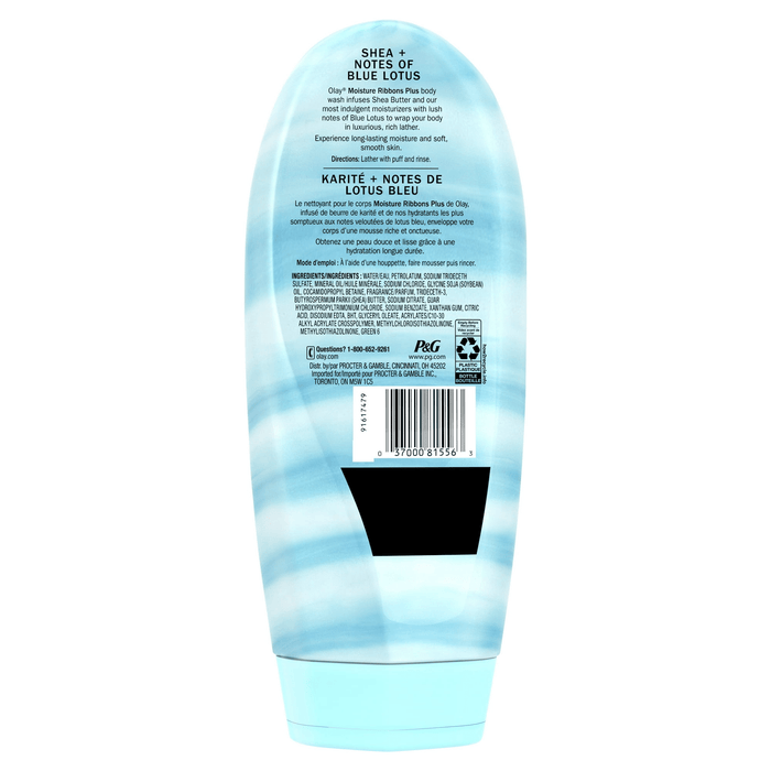 Olay Moisture Ribbons Plus Body Wash, Shea and Blue Lotus, 18 fl oz