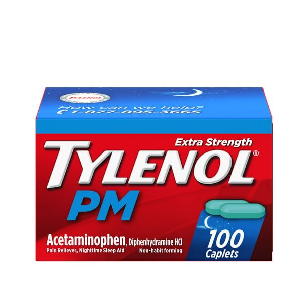 Tylenol PM Extra Strength Pain Reliever & Sleep Aid Caplets; 100 ct