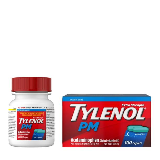 Tylenol PM Extra Strength Pain Reliever & Sleep Aid Caplets; 100 ct