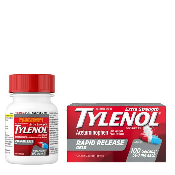 Tylenol Extra Strength Acetaminophen Rapid Release Gels; 100 ct