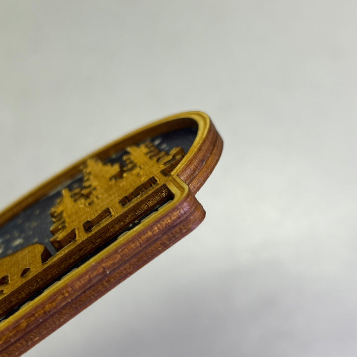 (2 PACK) Bear Starry Night Lasered Wood Magnet Souvenir JUNEAU, AK Made In USA