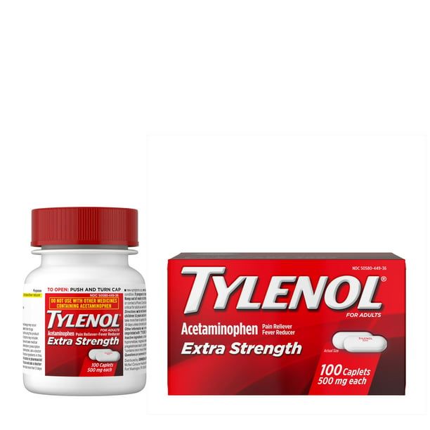 Tylenol Extra Strength Caplets with 500 mg Acetaminophen; 100 Ct