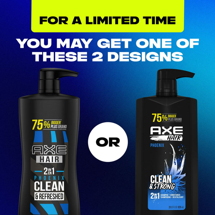 Axe Phoenix Moisturizing 2-in-1 Shampoo and Conditioner, Crushed Mint and Rosemary, 28 fl oz