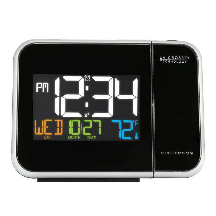 La Crosse Technology Color Entry Level Projection Black LED Alarm Clock with Temperature, W85923