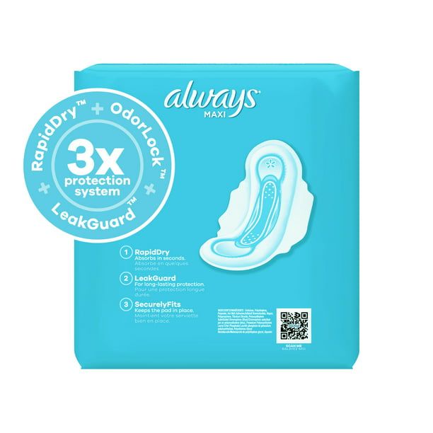 Always Maxi Daytime Pads with Wings Long Unscented; 60 Ct Size 2