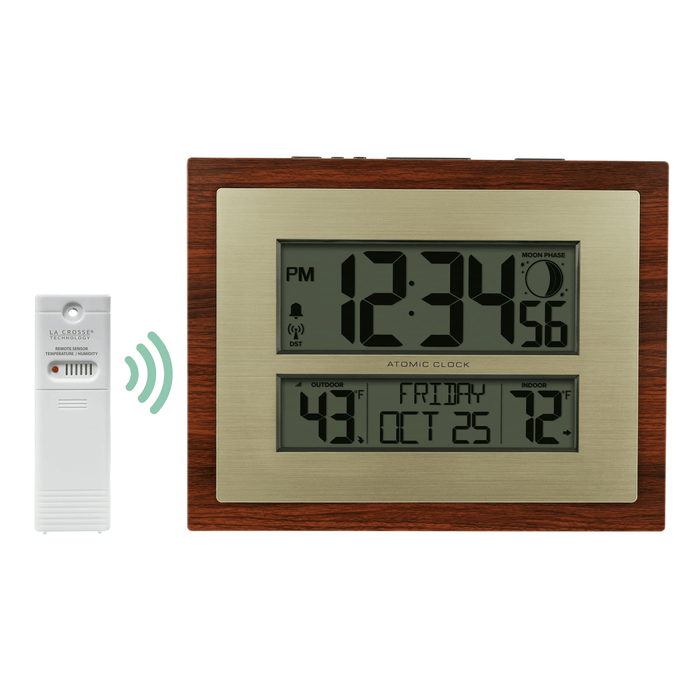 BHG Cherry Finish Modern Digital Atomic Clock with Temperature, W86111