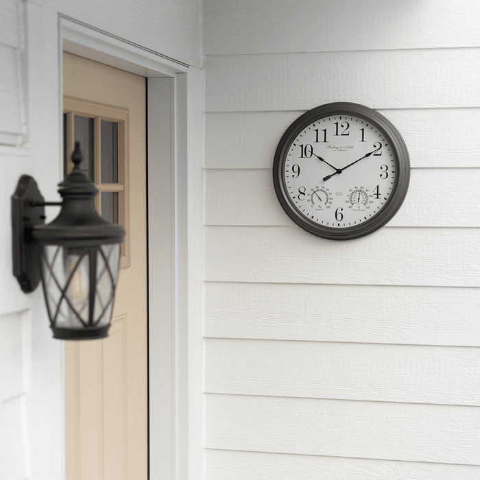 Better Homes & Gardens 15.5" Indoor/Outdoor Gray Gunmetal Finish Arabic Round Analog Wall Clock