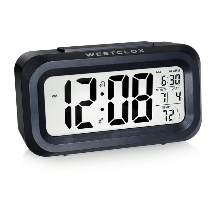 Westclox Black Digital Alarm Clock with Day/Date Display and LED Backlight