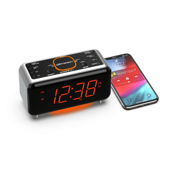 Emerson Radio SmartSet Alarm Clock Radio with Bluetooth Speaker - CKS1521, Orange LED Display