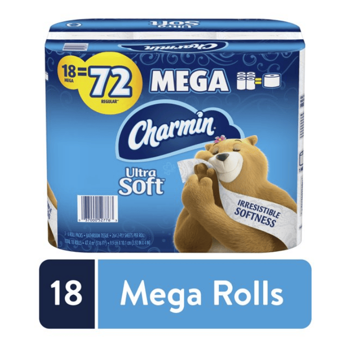 Charmin Ultra Soft Toilet Paper, 18 Mega Rolls