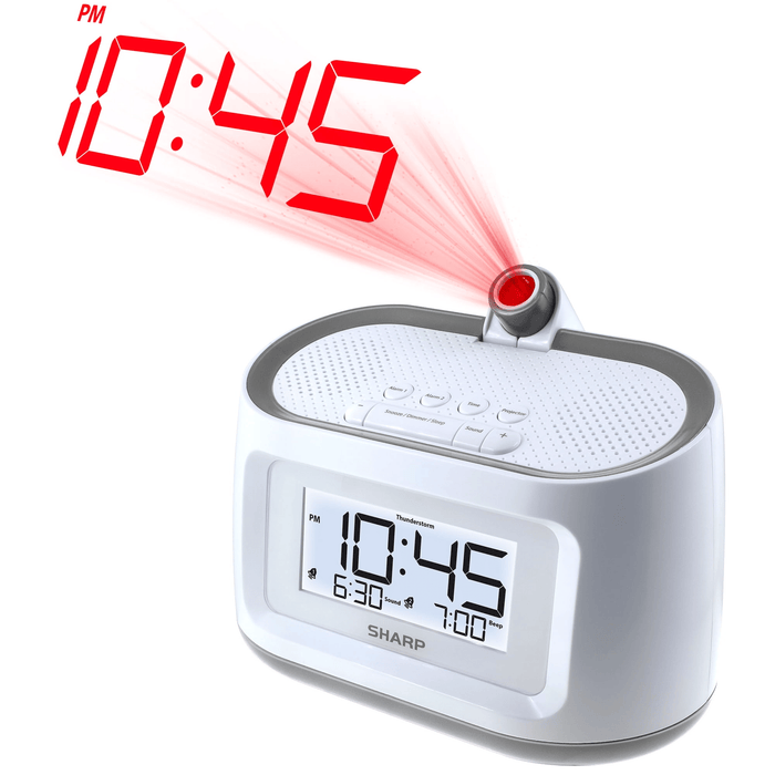 SHARP Projection Dual Alarm Clock with 8 Soothing Sleep Sounds, Easy to Read Display