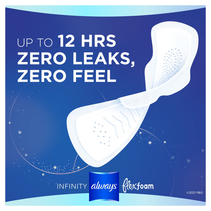 Always Infinity Overnight Flex Foam Pads with Wings; Size 4 38 Ct