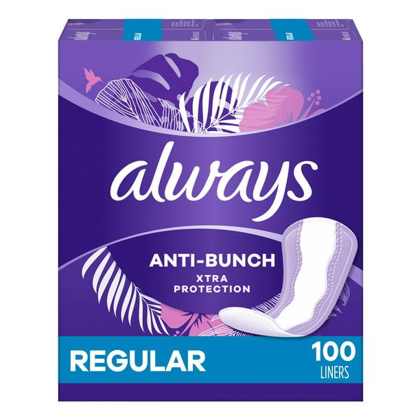 Always Anti-Bunch Xtra Protection Daily Liners Regular Unscented; 100 Ct