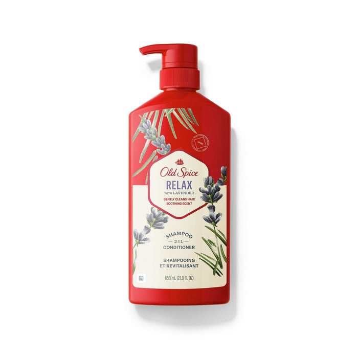 Old Spice Relax 2 in 1 Shampoo Conditioner, All Hair Types, Lavender, 21.9 fl oz